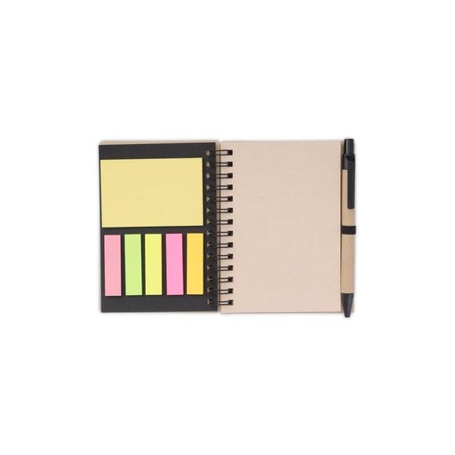 HASSA - eco-neutral A6 Notepad & Pen Set with Sticky Note - Black