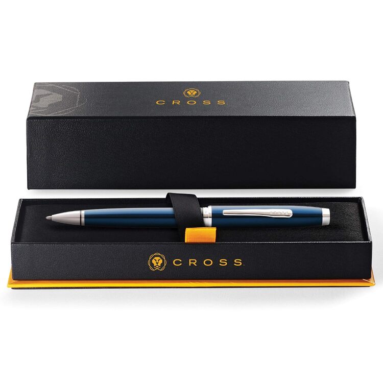 Coventry Blue Lacquer with Polished Chrome Appointments Ballpoint Pen (Blue Ink) 
