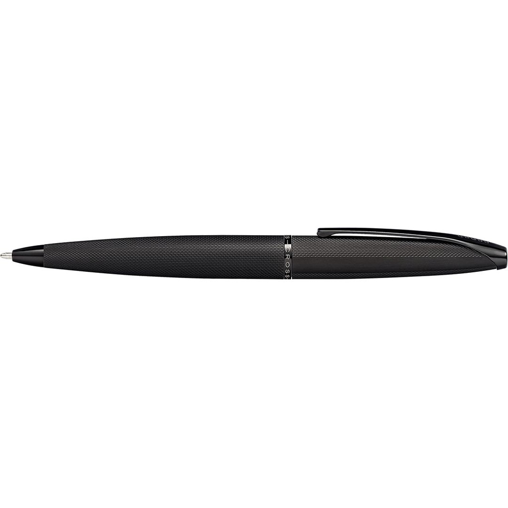 Cross Atx® Brushed Black With Machine-Turned, Diamond-Pattern Engraving With Polished Black Pvd Appointments Ballpoint Pen with Blue Ink