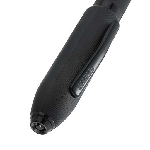 Peerless™ Polished Black PVD Engraved Diamond Pattern with Black PVD Appointments and Swarovski Crystal Ballpoint Pen with Blue Ink