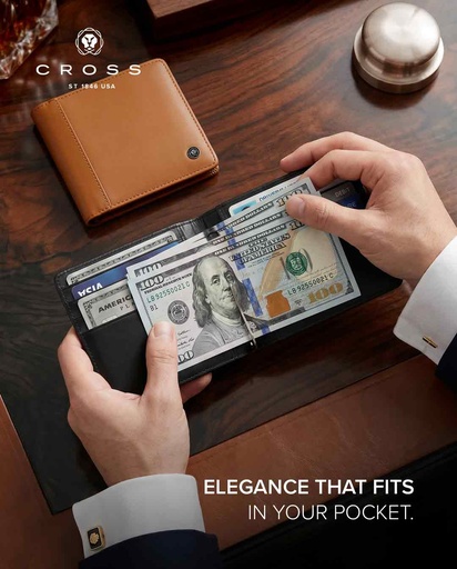 CROSS Leather Clip Wallet - Black
