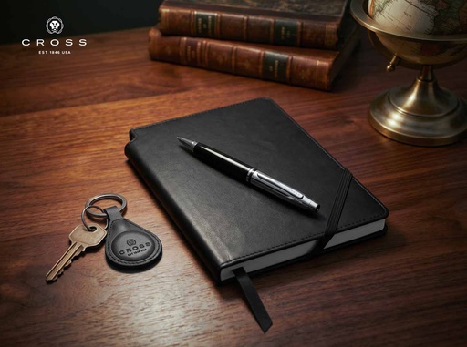 CROSS Leather Airtag Key Ring - Black