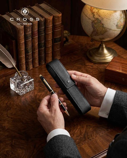 CROSS Leather Single Pen Case with Flap - Black