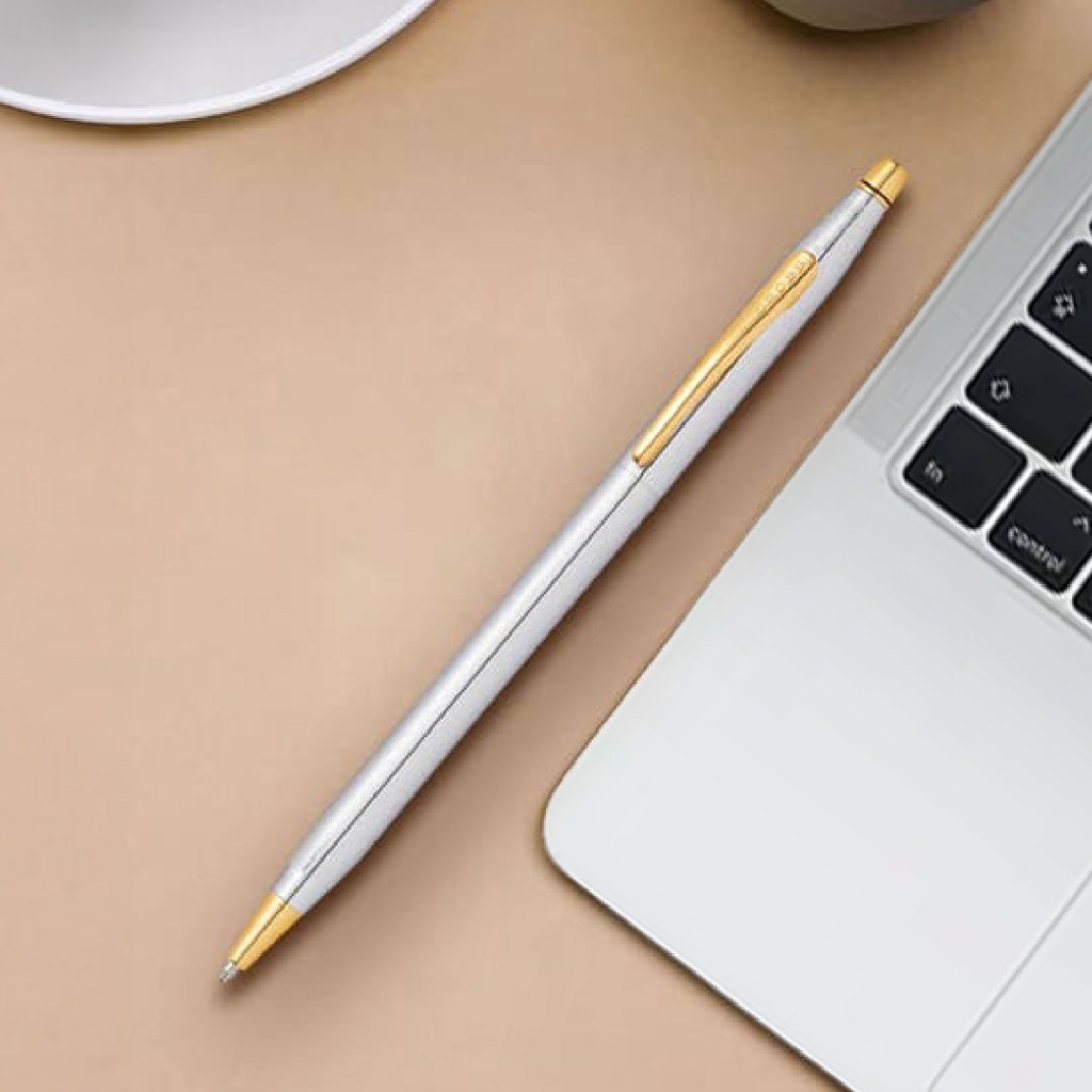 Cross Classic Century® Medalist® Chrome with 23KT Gold Plated Appointments Ballpoint Pen  (Blue Ink)