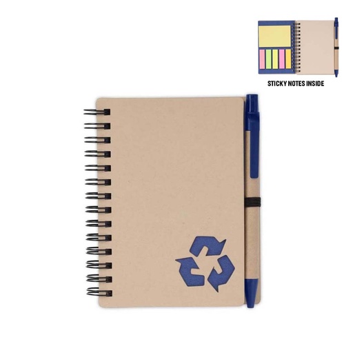 [NBEN 5326] HASSA - eco-neutral A6 Notepad & Pen Set with Sticky Note - Navy Blue