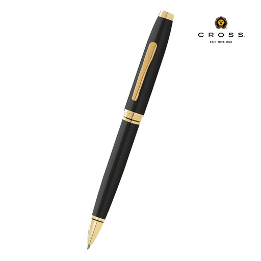[WICR 5378] Cross Coventry Classic Black Lacquer with Gold Tone Appointments Ballpoint Pen (Blue Ink) 