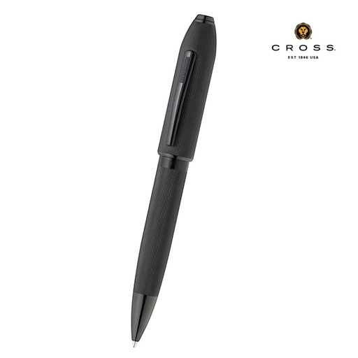 [WICR 5396] Peerless™ Polished Black PVD Engraved Diamond Pattern with Black PVD Appointments and Swarovski Crystal Ballpoint Pen (Blue Ink)